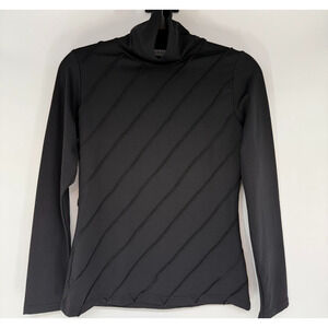 Ivan Grundahl Copenhagen Turtleneck Top Women S Black Diagonal Stitch Minimalist
